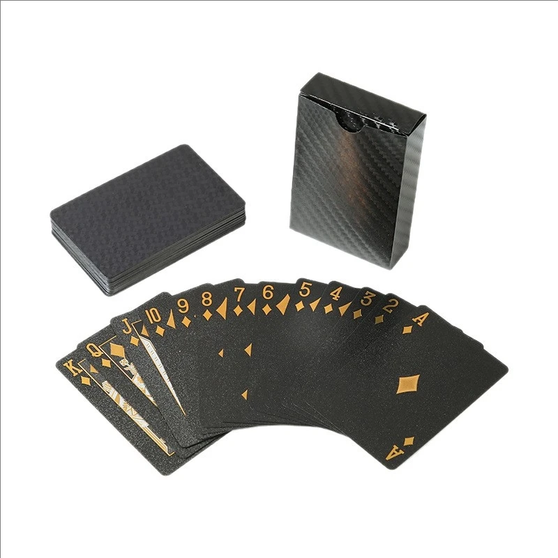 55pcs Black Gold Playing Cards Waterproof Durable Black Golden Plastic Pokers for Magic Leisure Game Toy Party Board Game