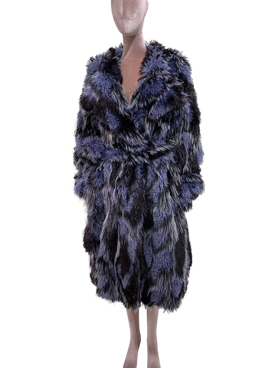 الخريف الشتاء طويل فضفاض ملون متعدد الألوان سميكة الدافئة لينة شعر أشعث فو الثعلب معطف فرو المرأة أنيقة فروي معطف 2025 #3