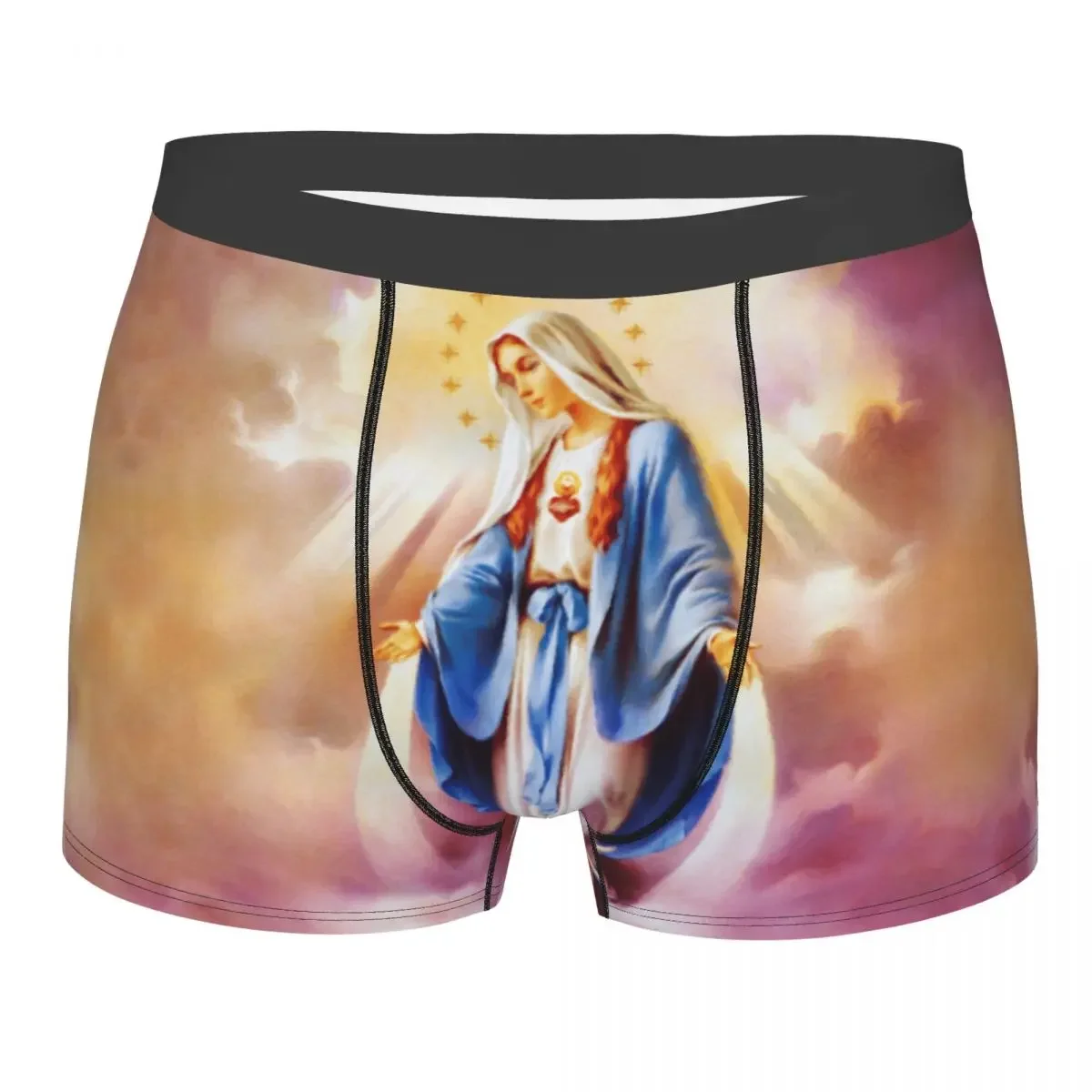 Custom Catholic Virgin Mary Underwear Men Stretch Our Lady of Guadalupe Boxer Briefs Shorts Panties Soft Underpants For Male