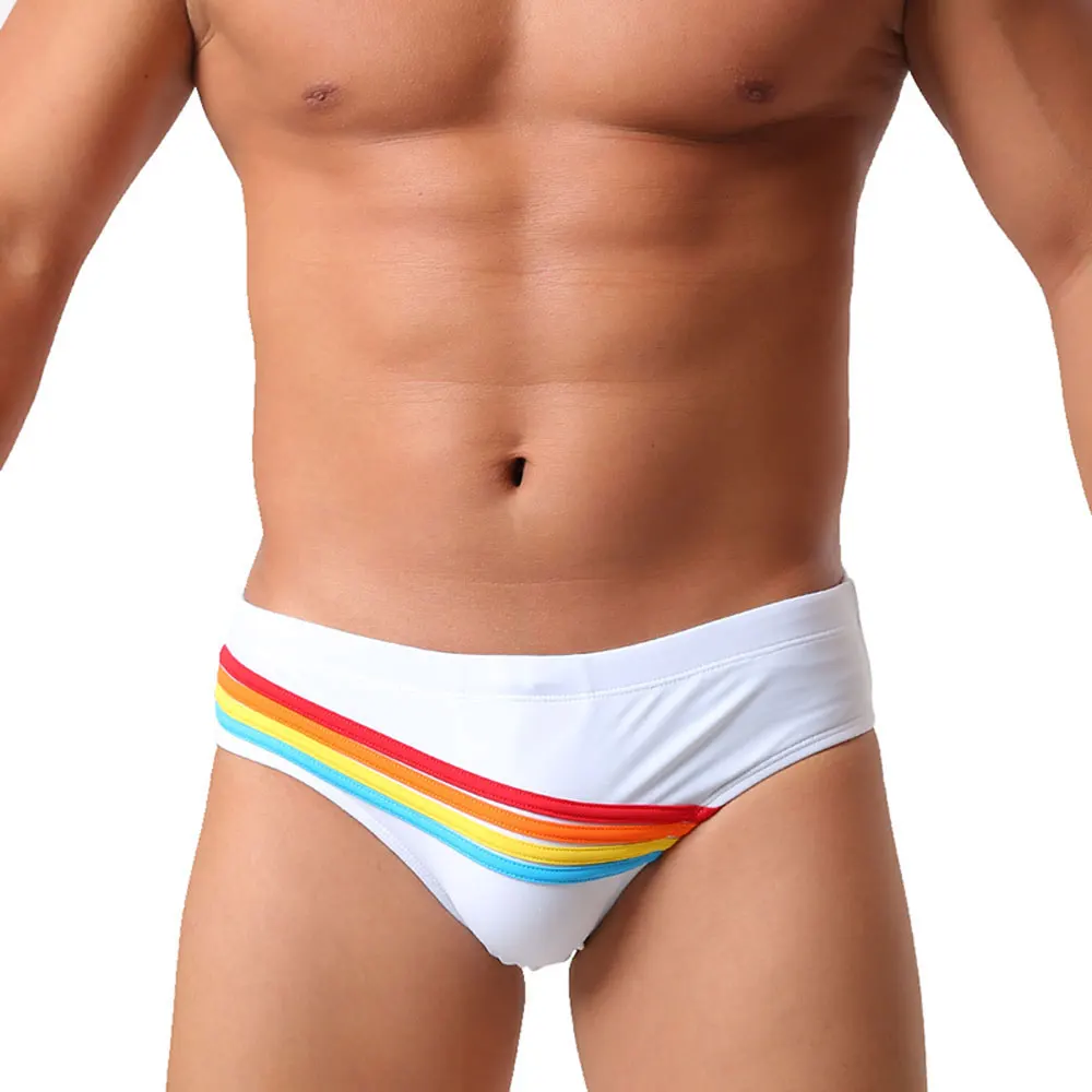 

Men's Swim Shorts Sexy SwimBriefs Swimwear Rainbow PRIDE DAY Fashion Surf Board Beach Shorts Swim Suit