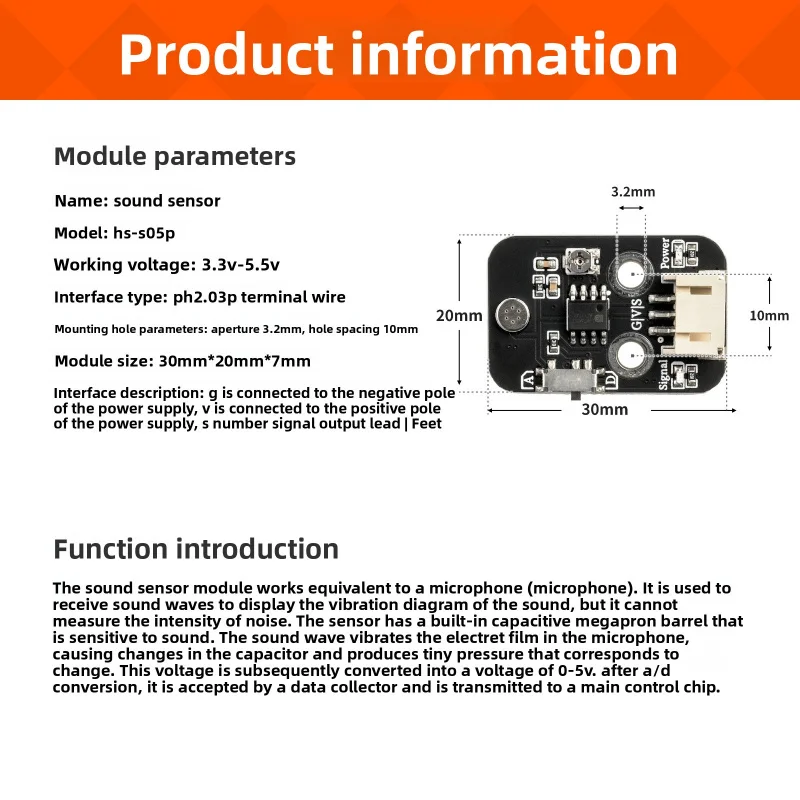 High Sensitivity Sound Sensor Module Voice Control Switch Sound DetectionArduinoKit-S05P
