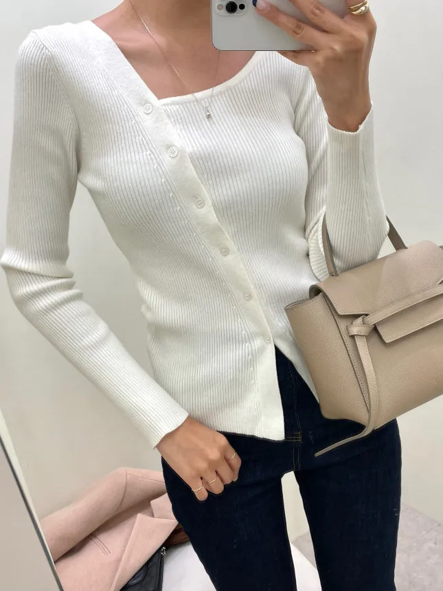 Faionable Lungo Sve Top lavorato a maglia Strato base da donna irt oulder Bared Design Chic Sle Autunno Nuovo arrivo Effetto dimagrante