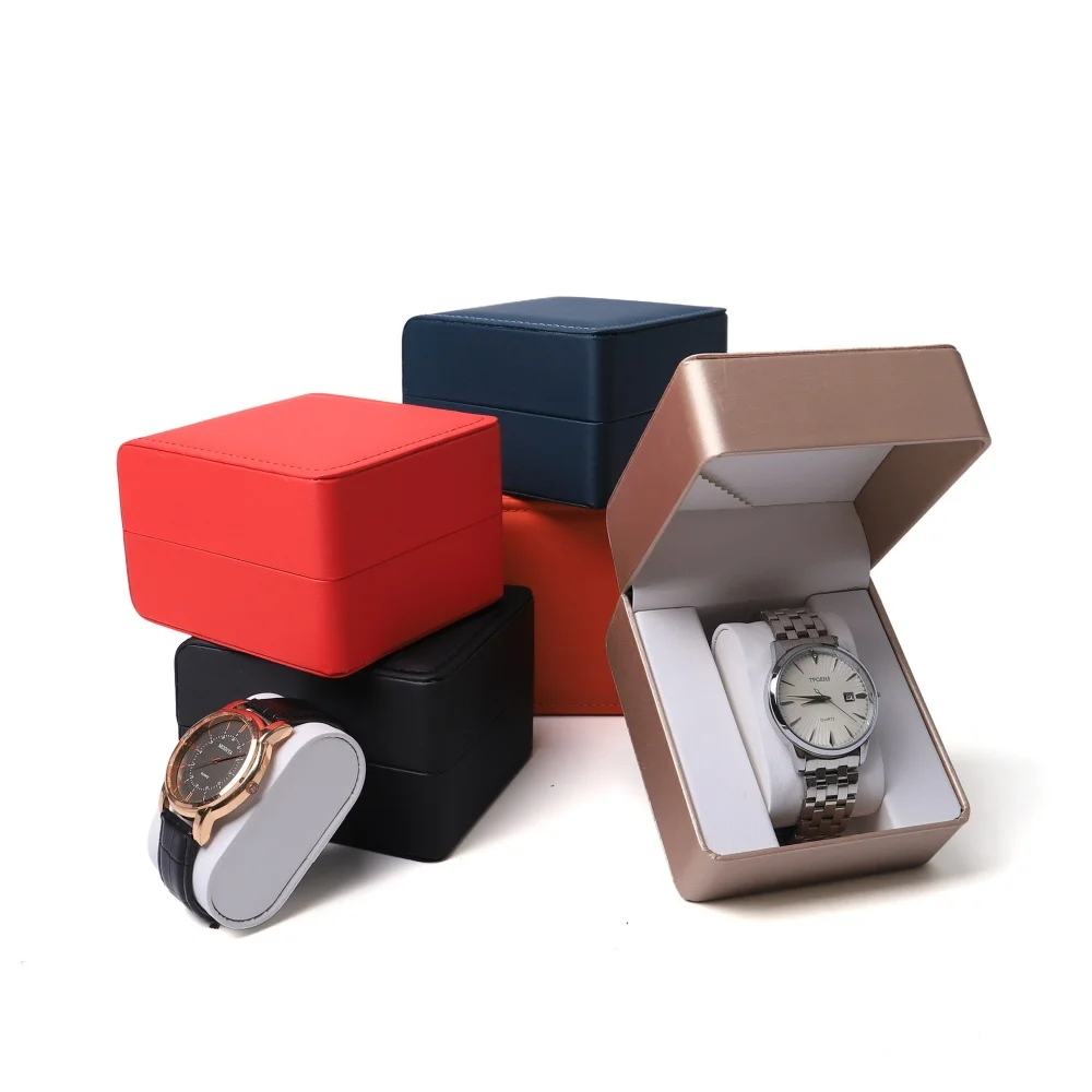 صندوق ساعة أنيق للنساء والرجال صندوق هدايا لساعة اليد الفردية من جلد البولي يوريثان وحامل عرض وإكسسوارات المجوهرات #3