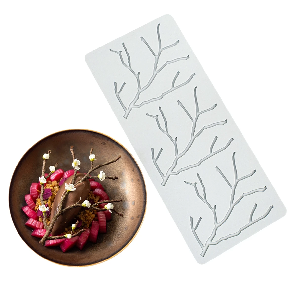 Hollow Out Peach Branch Tree Door Food Grade Silicone Mat Mould Baking Mold Rose Jewelry Lace Chocolate Mold Cake Border Dec