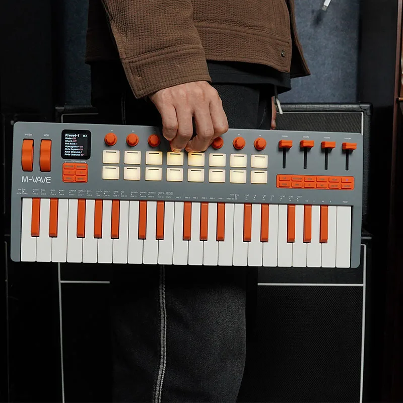 Gray M-VAVE SMK-37 Elite MIDI Bluetooth Keyboard: Professional Wireless Music Composition and Production Synthesizer
