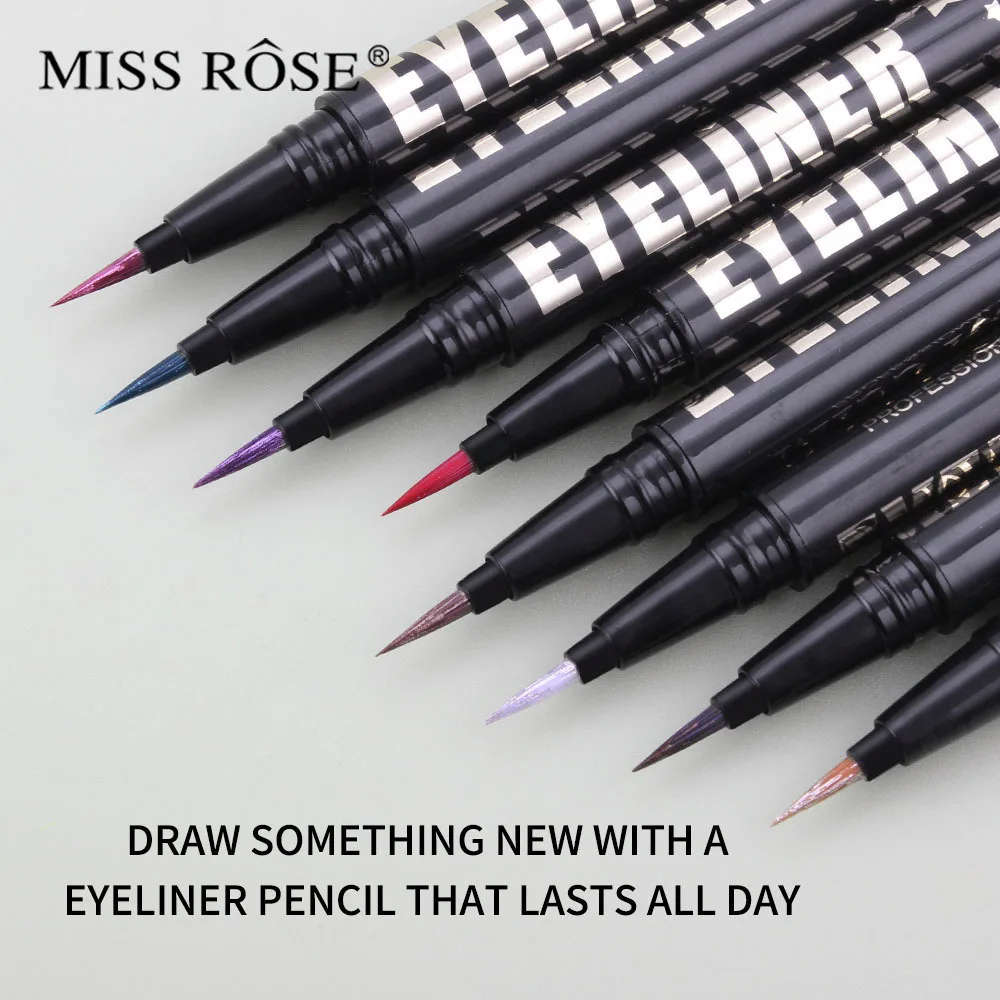 MISS ROSE Kleurrijke Zwarte Matte 24-uurs Vloeibare Eyeliner Pen Langdurige Make-up Niet-bloeiend Nauwkeurige Eyeliner Potlood Cosmetica