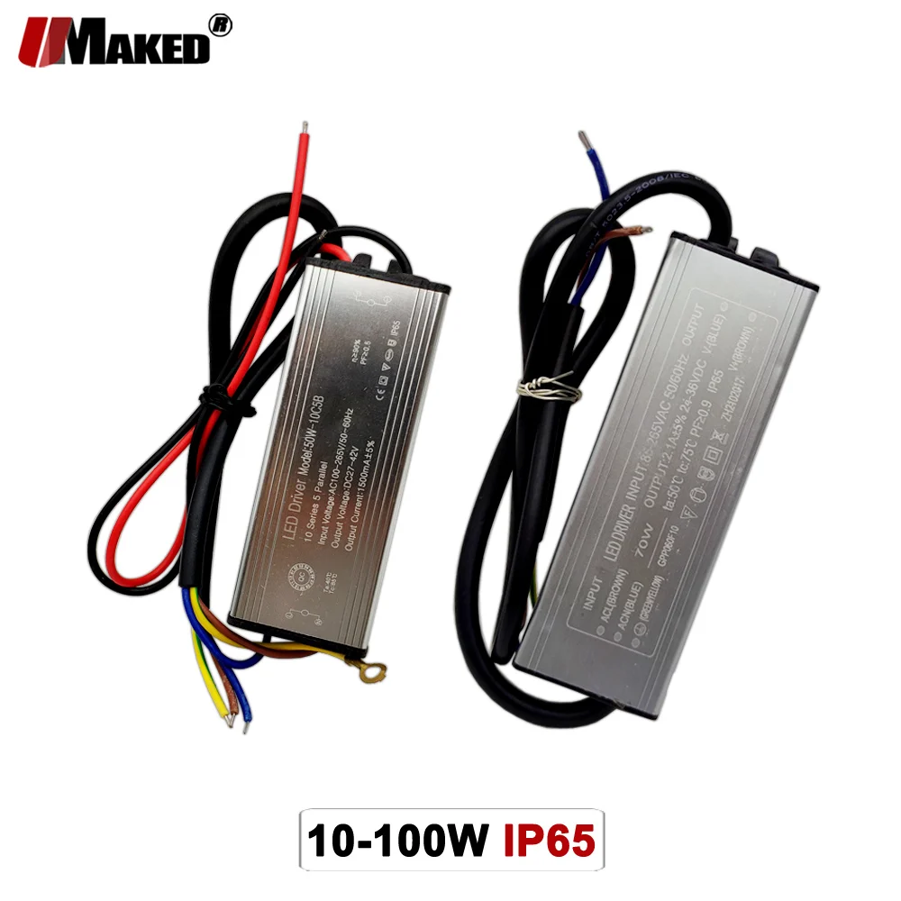 Sterownik LED 10W 20W 30W 50W 60W 70W 80W 100W AC85-265V Wodoodporny zasilacz Transformatory oświetleniowe do reflektorów zewnętrznych DIY