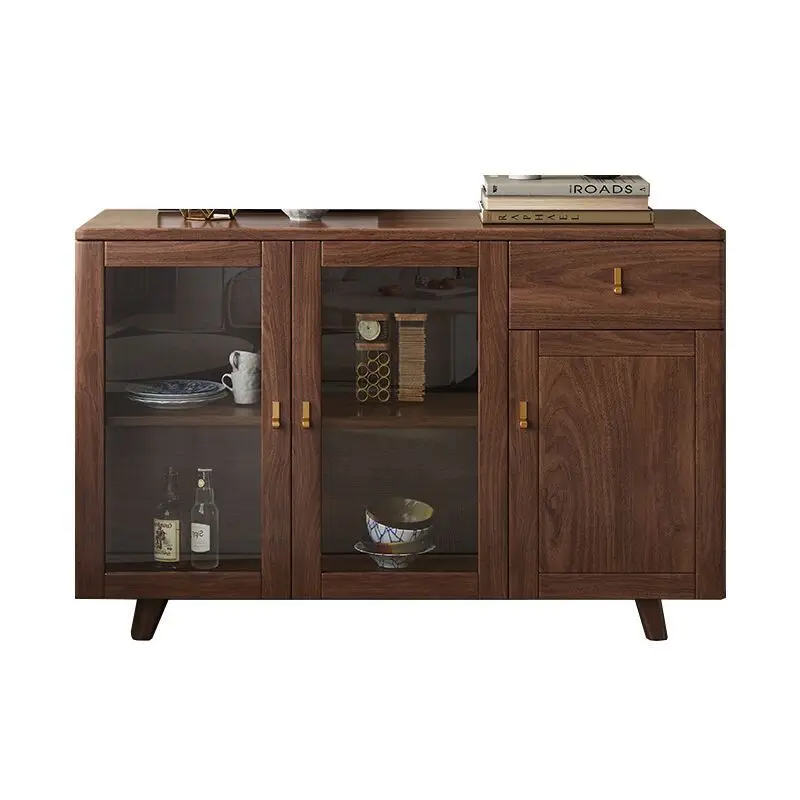 

cabinet, rack, locker integrated living room against the wall, North American black walnut tea cabinet storage cabinet