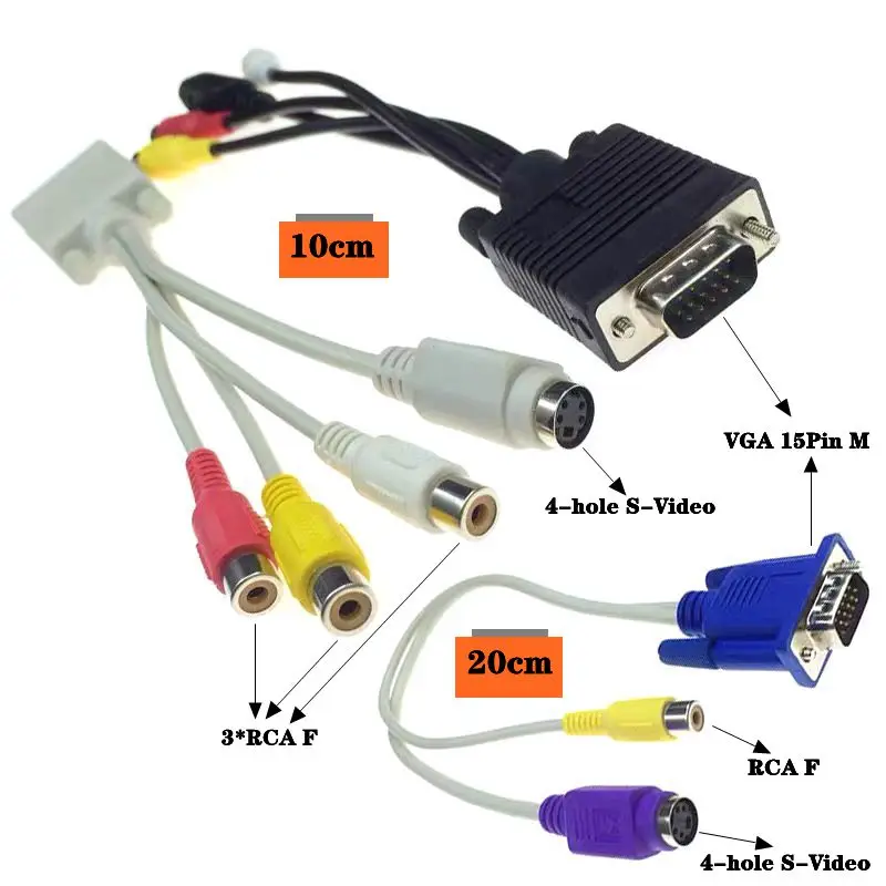 VGA To AV Conversion Cable VGA To S Terminal 4-Hole S-Video Adapter Cable 3RCA Lotus Audio And Video Three Color Cable