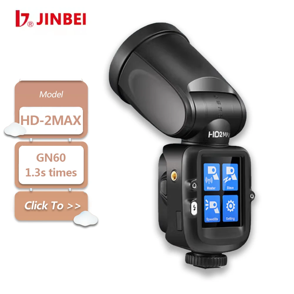 JINBEI HD-2MAX Flash 80W Ω Speedlite TTL HSS Touchscreen Camera Flash Wireless Speedlight for Sony Nikon Canon Fuji Olympus