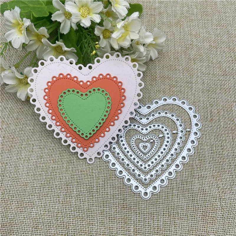 Heart-shaped Frames background Metal Cutting Dies Stencils For DIY Scrapbooking Decorative Embossing Handcraft Template