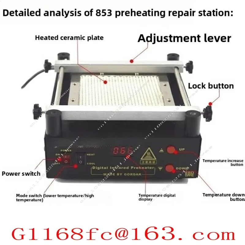 Environmentally Friendly Lead-free Preheating Platform 853BGA Heating Repair Station 863 Digital Baking and Desoldering Station