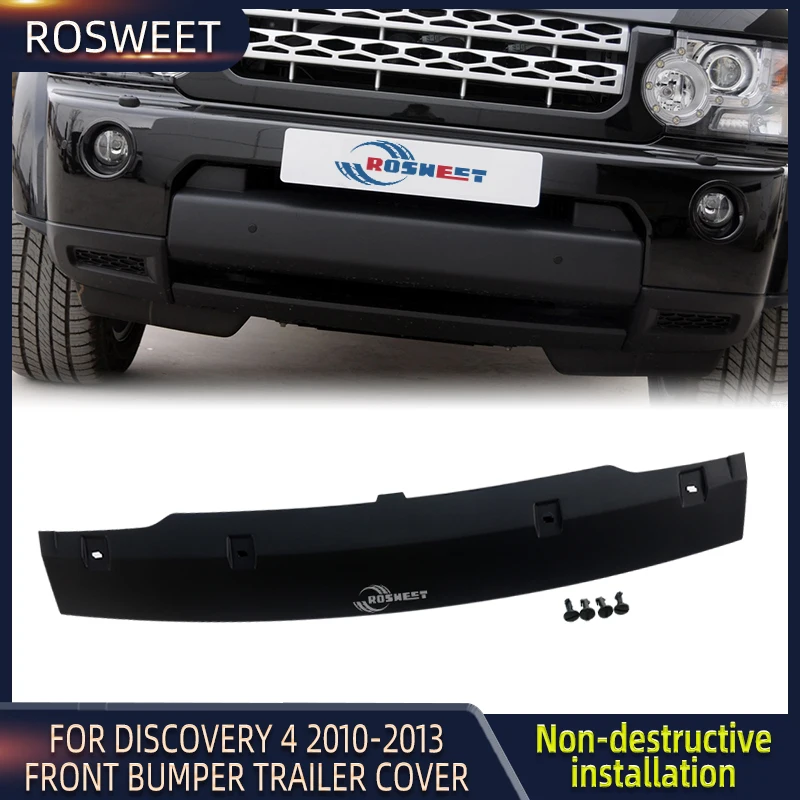 

Front Bumper Trailer Cover For Land Rover LR4 Discovery 4 2010-2013 Black Guard Skid Spoiler Plate Trailer Lid Car Accessories