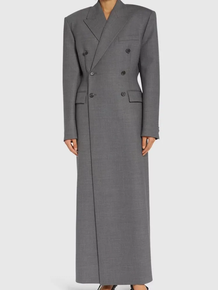 JNMC Design Sense Temperament 2024 Spring Autumn New Double Breasted Long Sleeved Slim Fit Solid Color Suit Jacket For Women