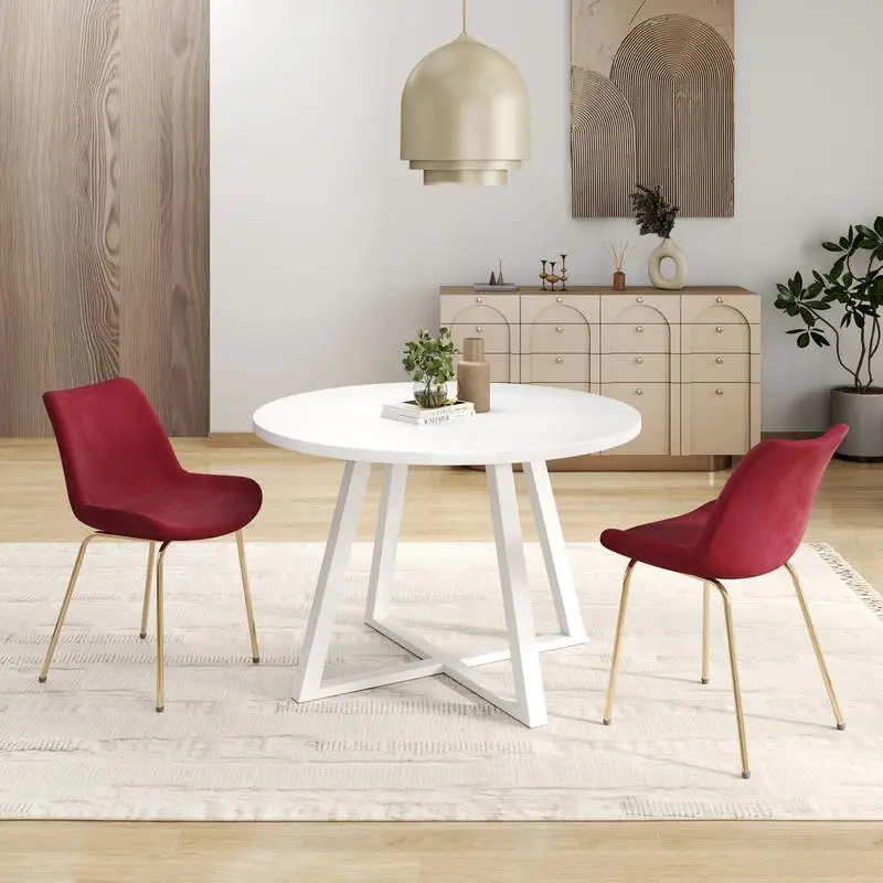 Set da pranzo rotondo in 3 pezzi, tavolo con cavalletto e 2 sedie per mobili da cucina o sala da pranzo