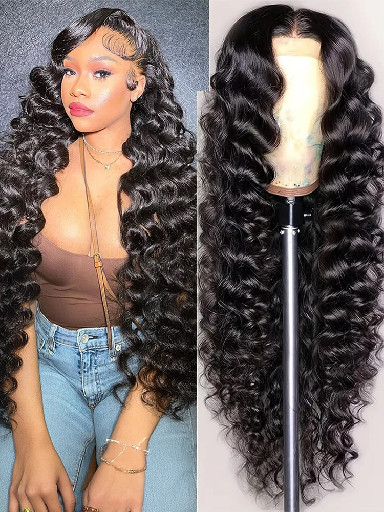 30 40 بوصة فضفاض عميق متموج مجعد الدانتيل الباروكة الأمامية HD موجة فضفاضة 13x6 13x4 360 الدانتيل الجبهة خصلات الشعر المستعار الإنسان للنساء 250 الكثافة