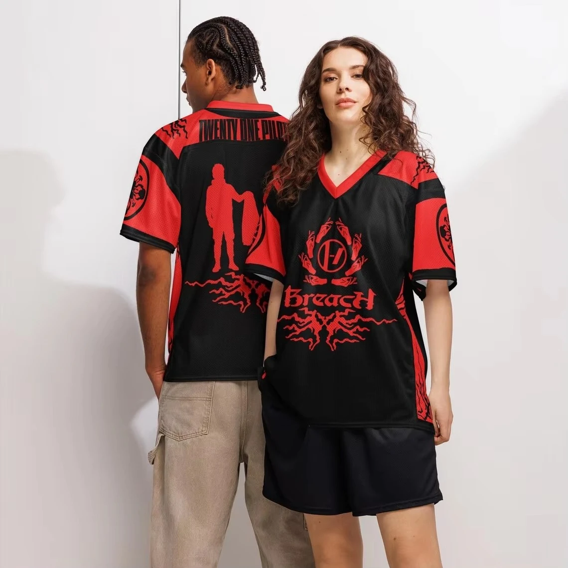 Twenty One Pilots Bandito Trench Rock Band Sport Jersey Men T‑Shirt Y2K Oversized Music Graphic Breathable Mesh Streetwear