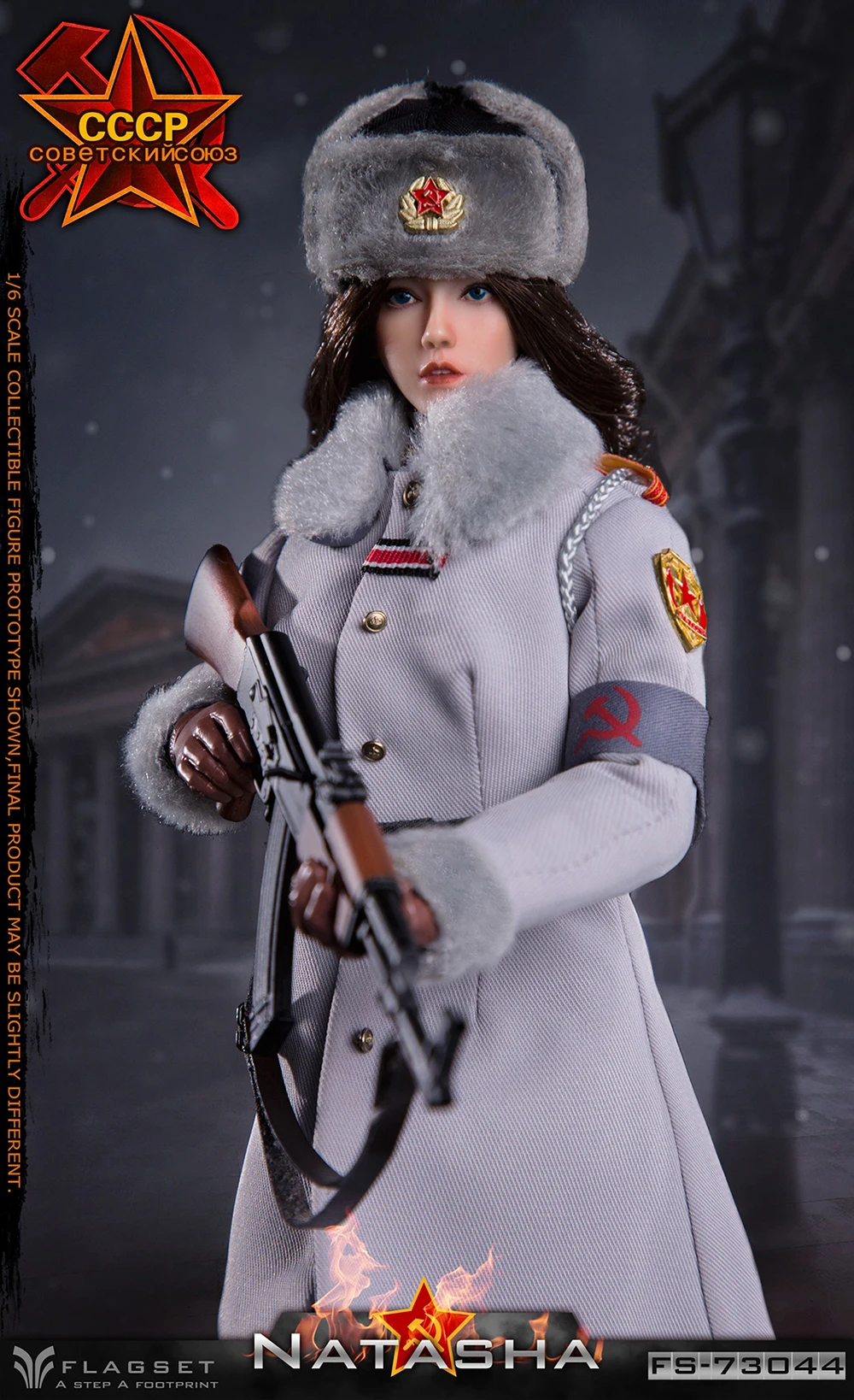 Flagset FS73044 1/6 Soviet Female Officer 2.0 Natasha Action Figure 12'' Soldier Action Figure Body Doll Full Set Toy