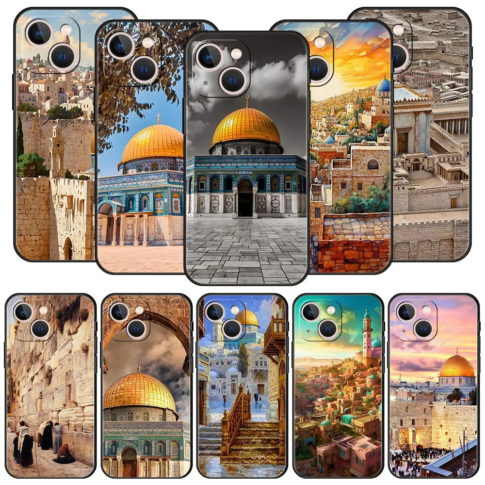 Funda de teléfono con edificio de Jerusalén para iPhone 16 13 15 14 12 11 Pro MAX XR X SE XS 7 8 Plus, funda suave de TPU