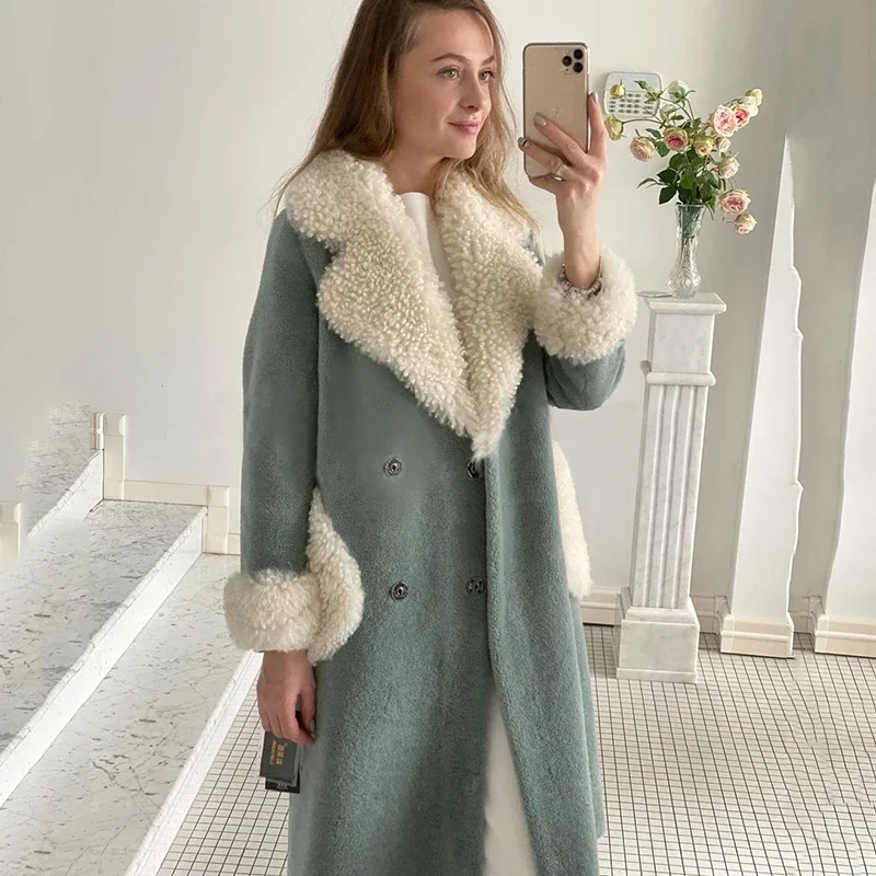 Woolen Coat Women Winter Jacket 2024 New Fashion Solid Mid Long Coats Warm Wool Coat Ladies Outerwear Overcoat Female Tops