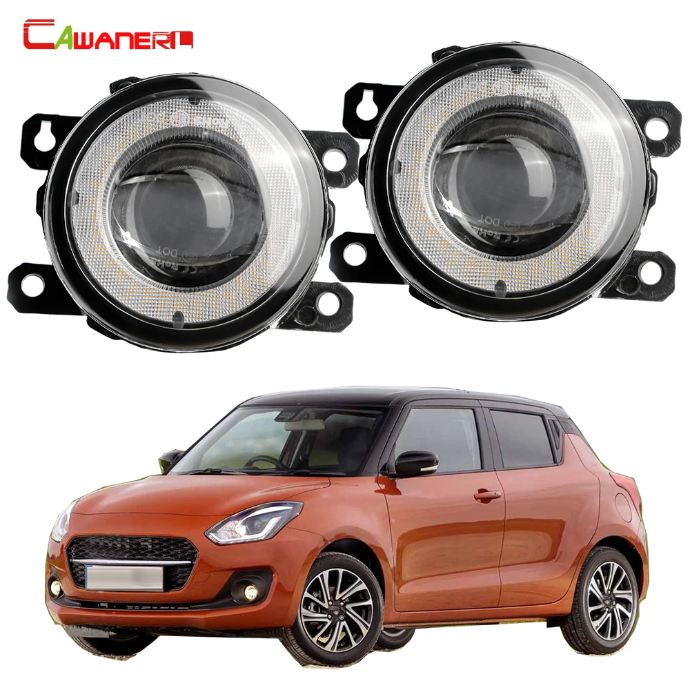 2 Pieces 30W Car H11 LED Fog Light Angel Eye DRL Daytime Running Lamp Accessories For Suzuki Swift Sport 2007-2023