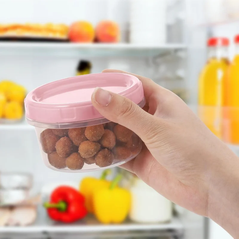 TOPLIVING 16-Pack Small Plastic Containers with Lids, 200ML Reusable Snack Containers, Leak-Proof Screw Lid Plastic Containers