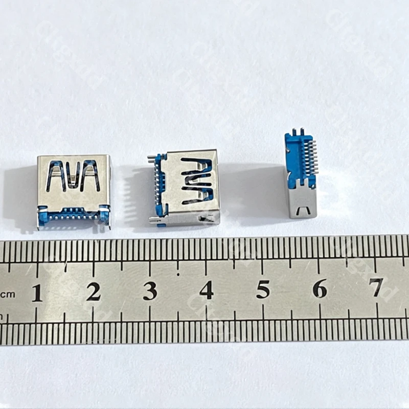 USB 3.0 Type-A Female Socket 9Pin Borderless Blue Glue SMD Connector PCB Welding USB A Socket Port Replacement Repair Parts