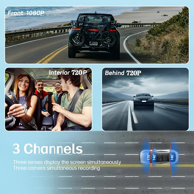 Car Dvr 2/3 Channel Front and Rear View Recorder 1080P Dash Cam for Cars WIFI APP Control Video Car Camera for Car Assecories