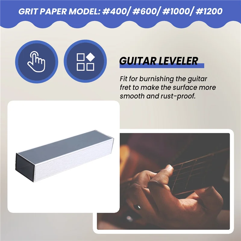CGDS-Guitar Fret Leveling Files Bass Guitar Leveler Fret  Luthier Supply Guitar Tool Kit With 4 Grit Papers 150Mm