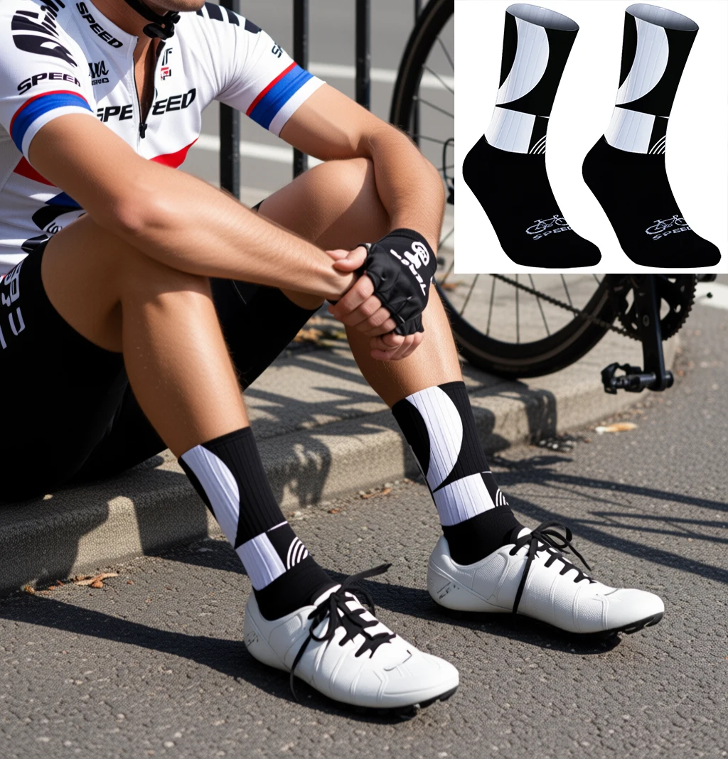 

Прочные и удобные спортивные велосипедные носки, черно-белые геометрические простые дизайны, наслаждайтесь удобной и приятной ездой на велосипеде