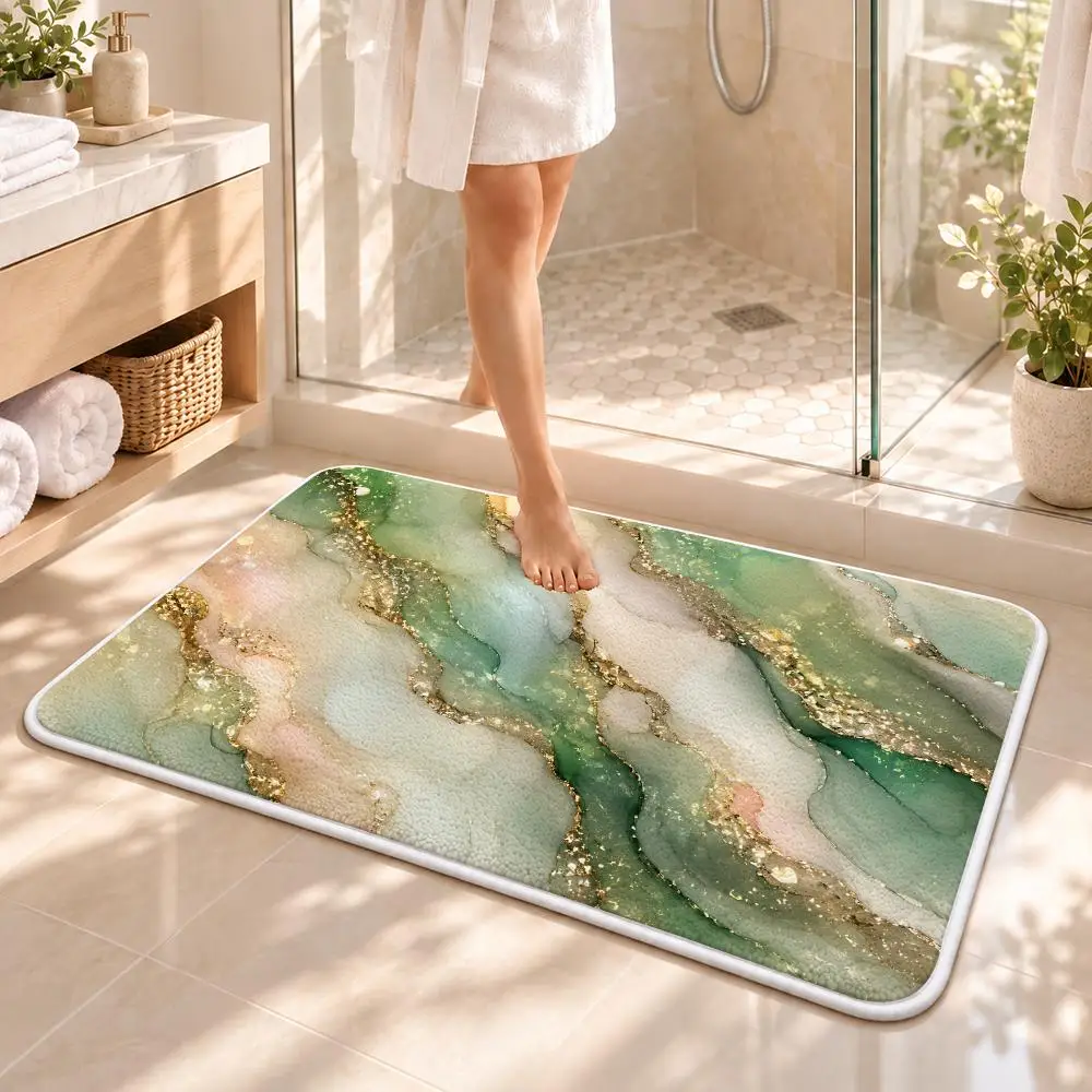 Geode Fluid Art Floor Mat Flannel Rug Soft Non Slip Washable Door Mat for Bathroom Bedroom Kitchen Home Decor