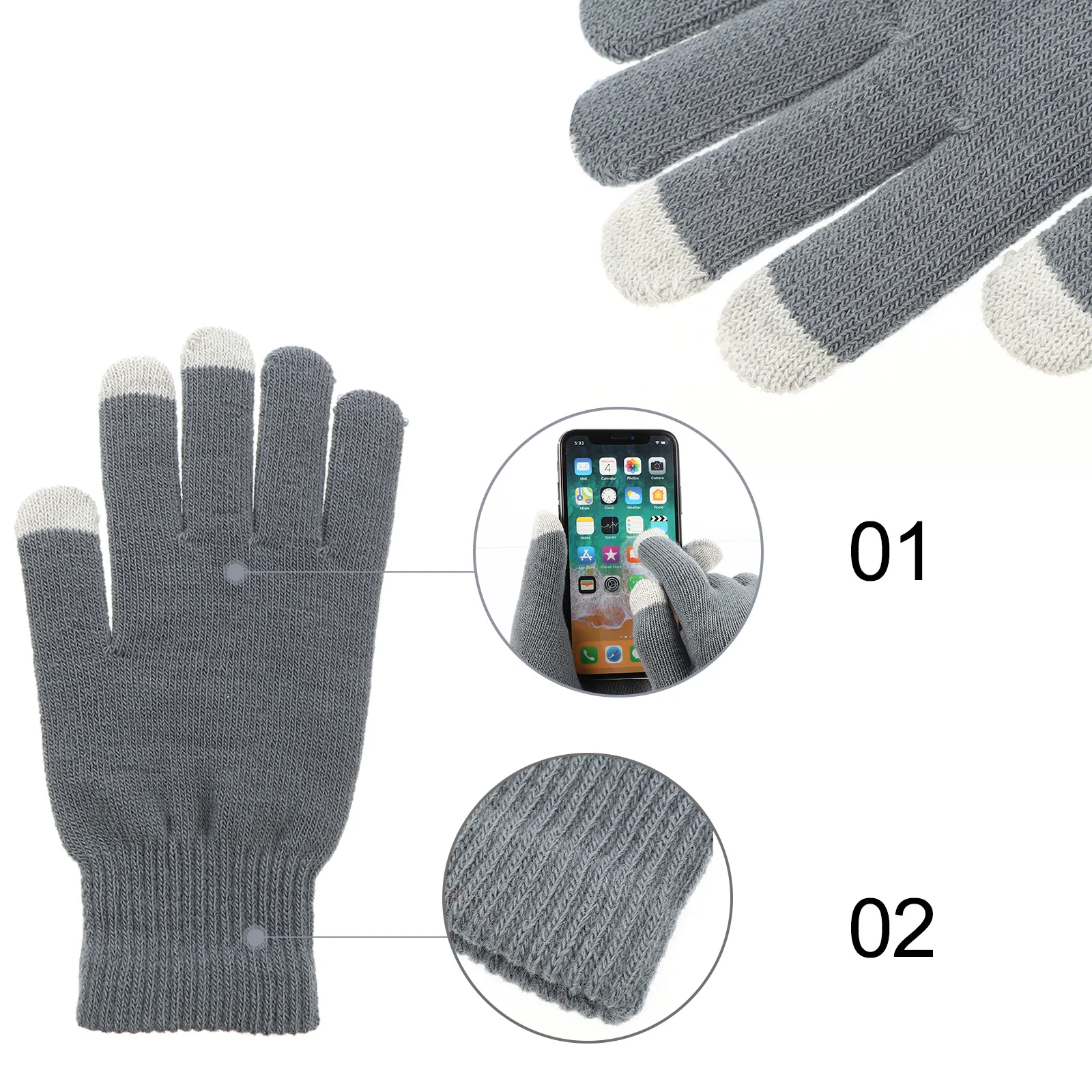 

Touch Screen Gloves Winter Full Finger Knitted Warm Waterproof Nonslip Lined For Cycling Skiing Riding Cold Weather