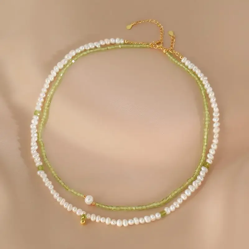

Minar Vintage Freshwater Pearl Strand Chain Choker Necklace For Women Green Color Natural Stone Peridot Pendant Necklaces 2024