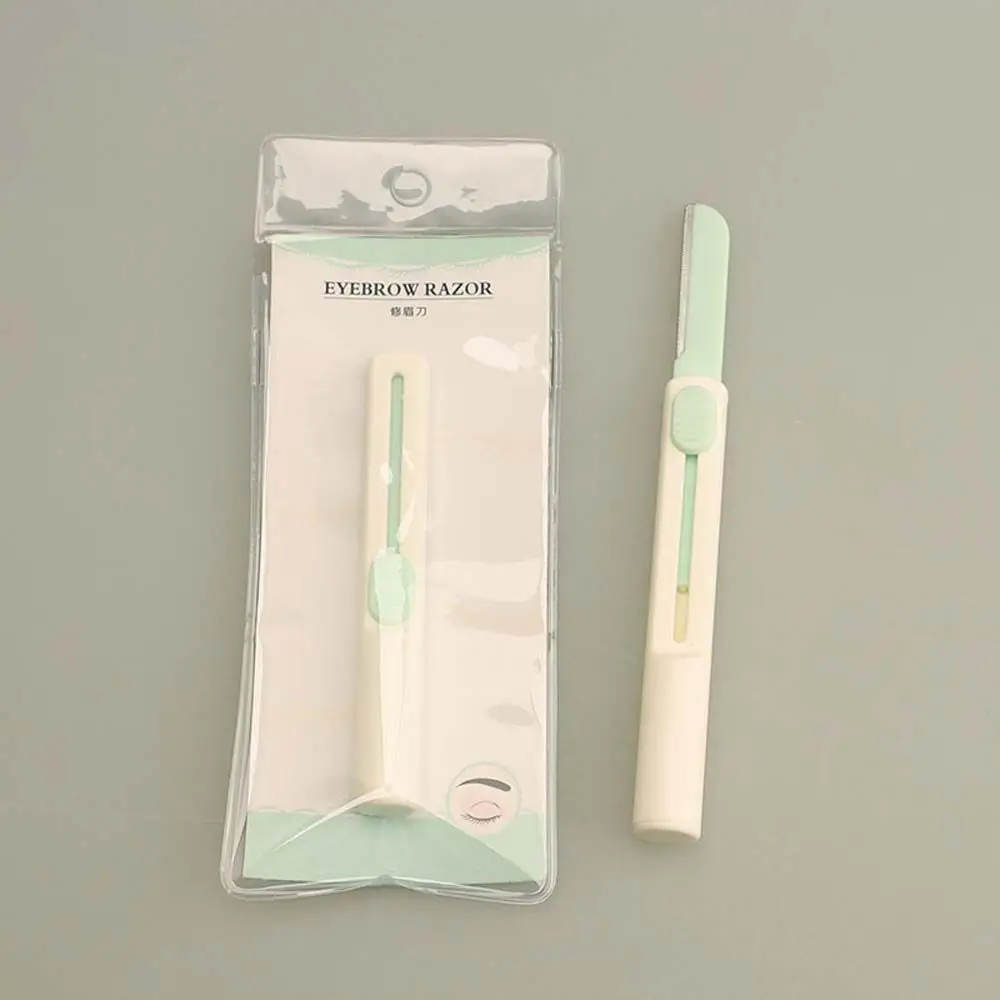 Grattoir d'épilation du visage portable, poignée en plastique, lame de sécurité en acier inoxydable, tondeuse à sourcils saillante