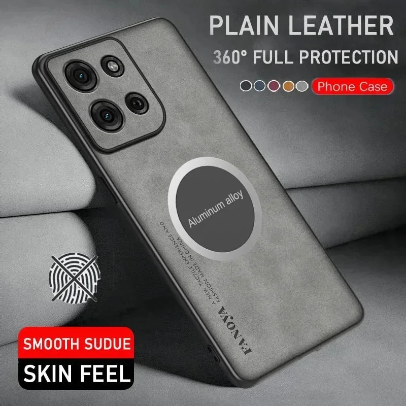 Sheepskin Leather Car Magentic Mount Phone Case for MOTO Edge 70 60 50 40 Neo Pro Ultra Fusion G86 Power TPU PU Protect Cover