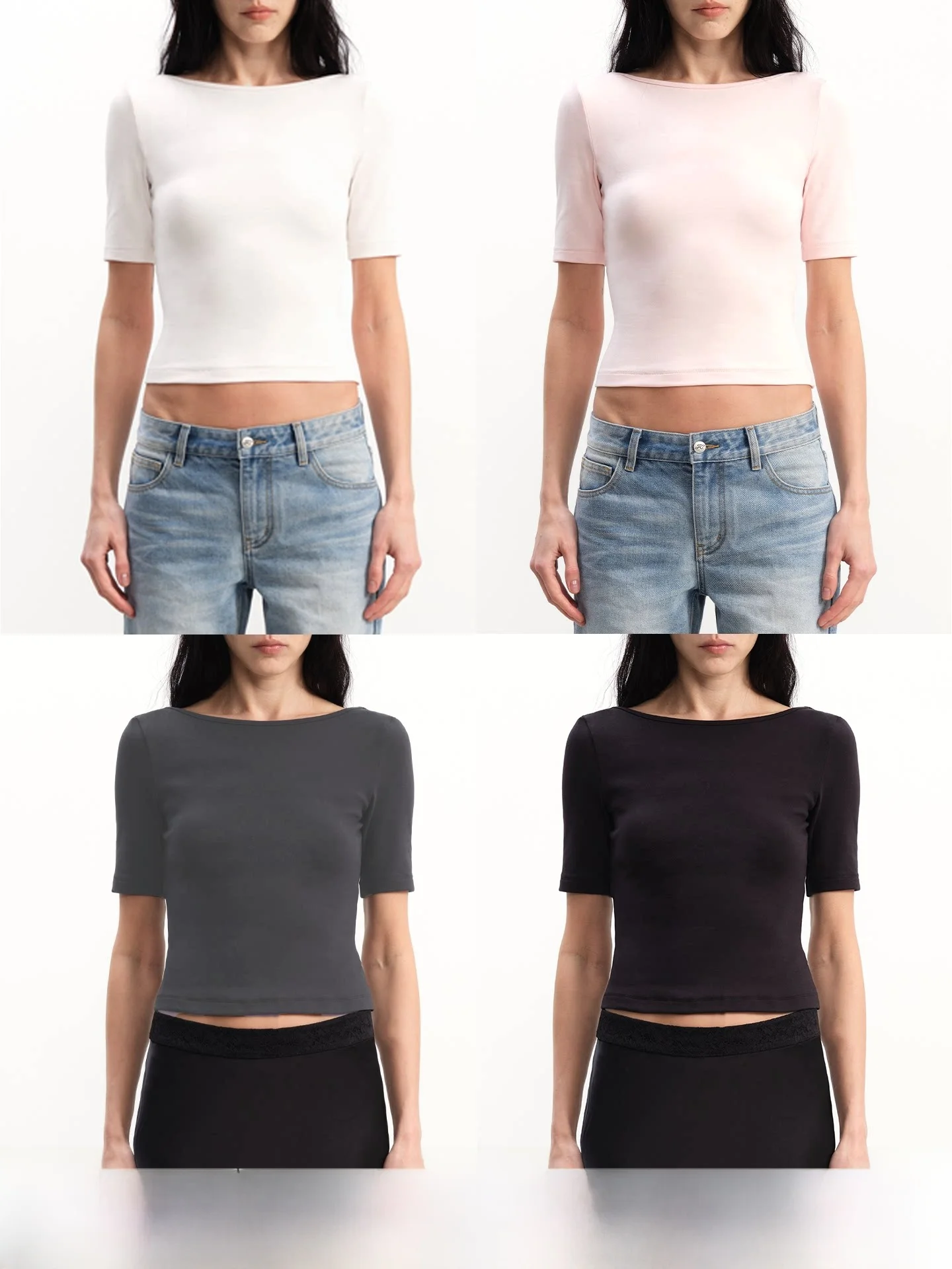 

Женская футболка JCAESAR с открытой спиной, облегающая, с коротким рукавом, мягкая, приятная к телу, с вырезом-лодочкой на одно плечо, топ с рукавом до локтя