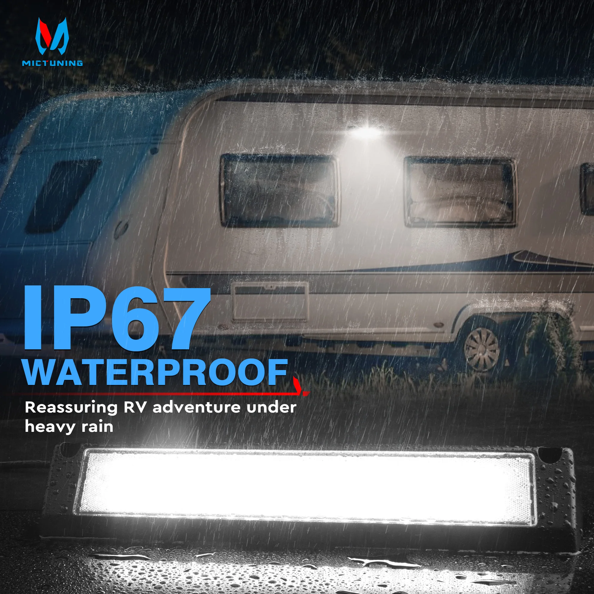 

LED RV Exterior Porch Utility Light Waterproof 10-30V 13" Lighting Fixture 90W 2800LM Aluminum Base led Scene Lighting for RV ﻿