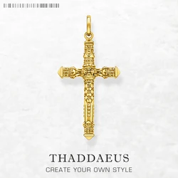 Gold Plated Pendant Skull Cross New Jewelry 925 Sterling Silver Accessories Vintage Gift For Men Women
