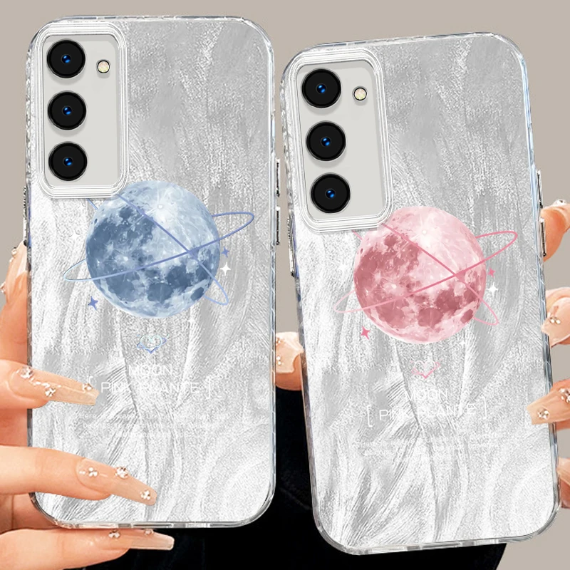 

Lonely Moon Planet Cool For Samsung S24 S23 S21 FE Plus Ultra A03 A25 A23 A22 A21S A15 A14 A12 5G Feather Yarn Cover Phone Case