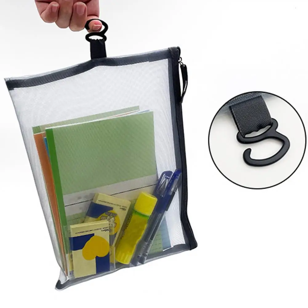 Hanging File Organizer Durable Nylon A4 File Holder Portable Space-saving Bag for School Office with Zipper Closure for Students