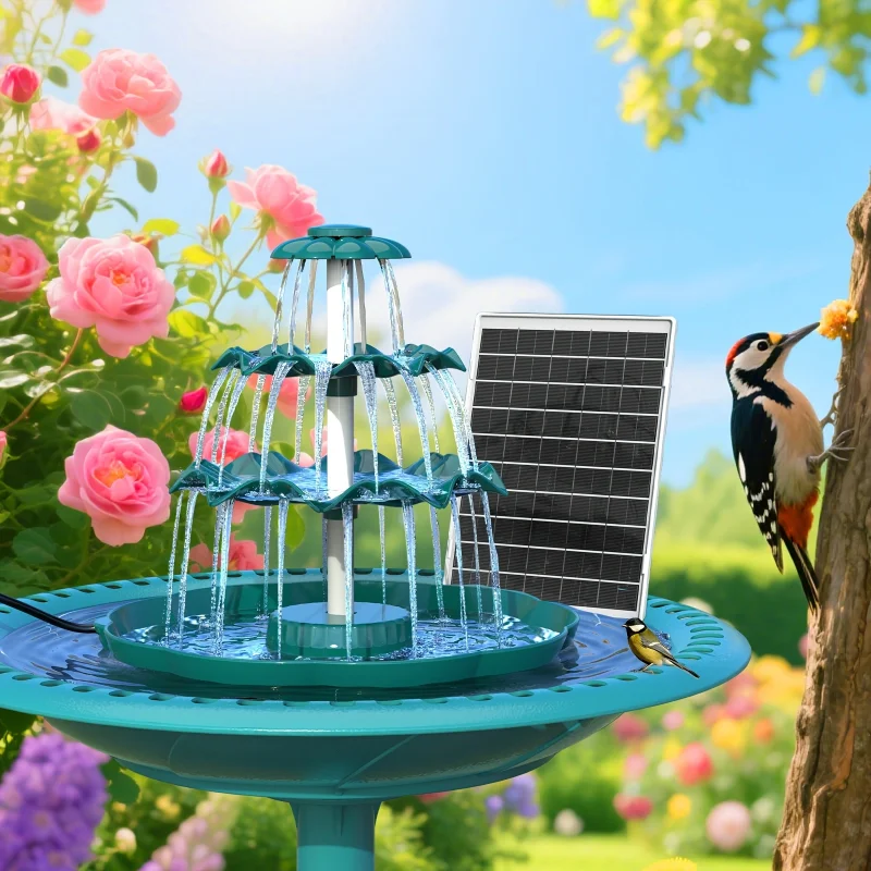 1pc Three Laye Solar Bird Bath Fountain With Solar Cells,Detachable Solar Fountain Kit For Outdoor Pond And Garden Decoration