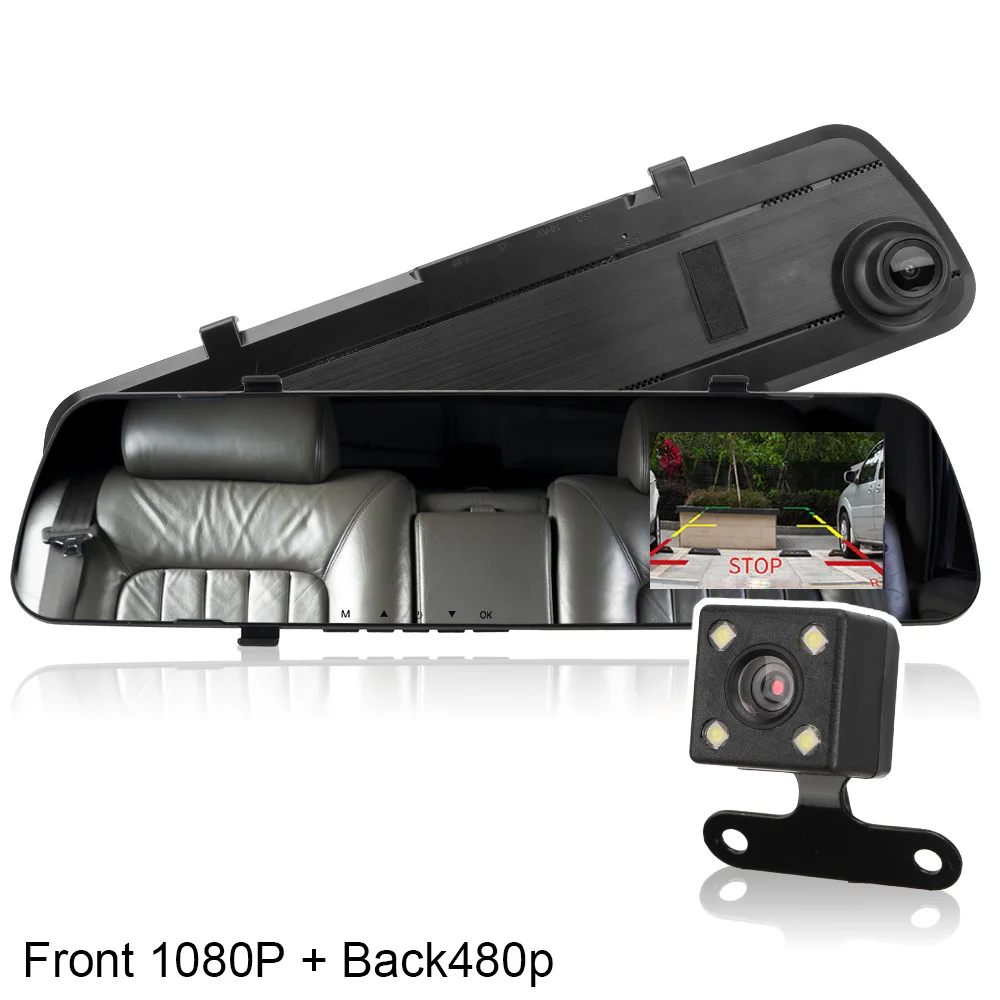 

4.3 Inch Mirror Dashcam Car DVR Dash Camera Rear View Dual Lens Auto Accessories Full HD Cycle Recording 1080P&480P