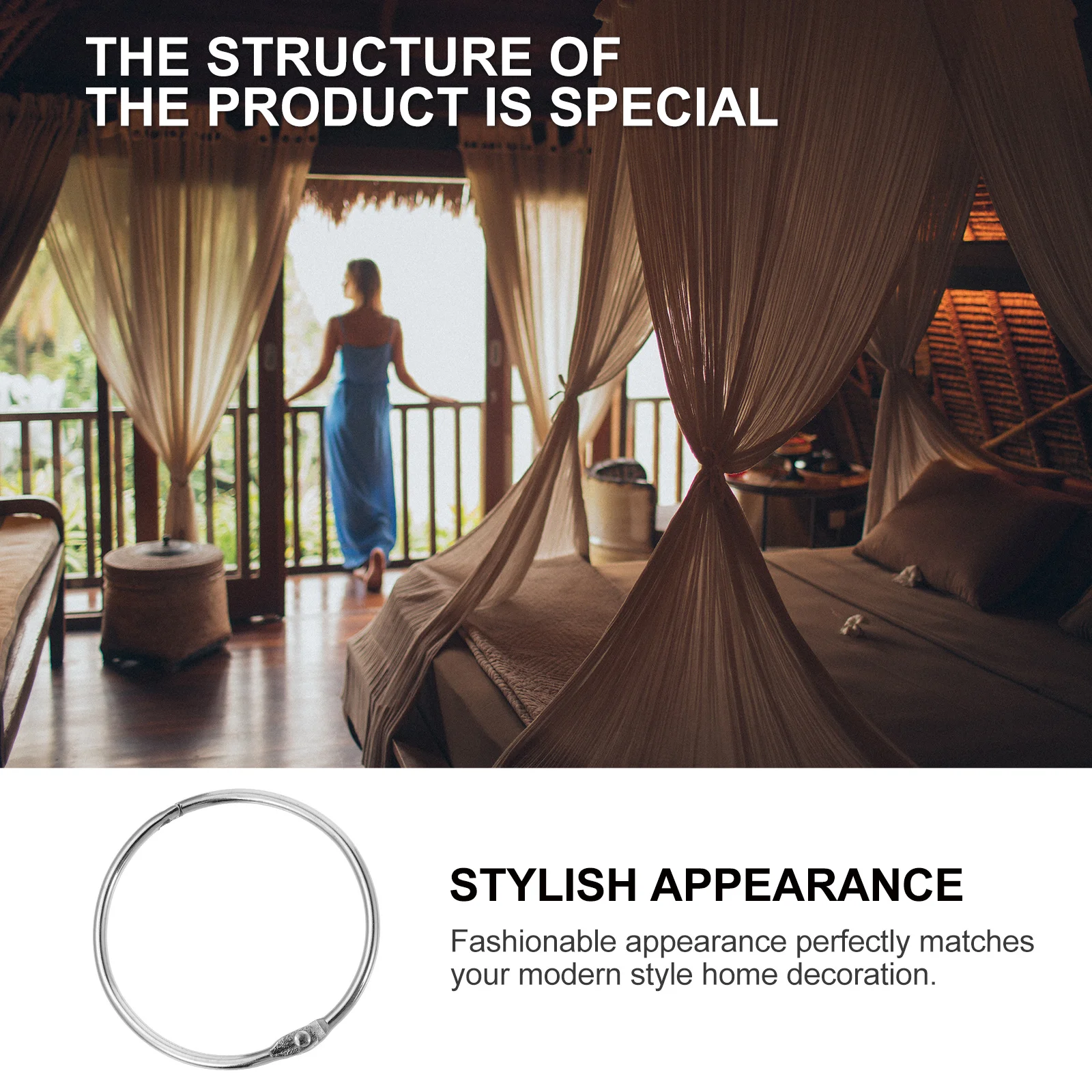 

20Pcs Metal Circular Curtain Rings No Burrs Flexible Safe for Various Colors Home Styles Decor Circular Curtain Hanging Rings