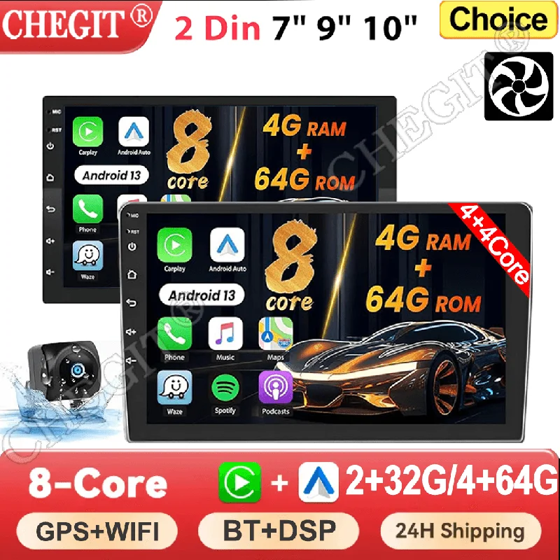 

Автомобильное радио Android 13, 64G, авторадио, 7/9/10 дюймов, универсальное автомобильное радио Android 2 Din, GPS BT, центральное мультимедиа, умные автомобильные системы