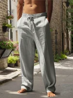 Nouveaux pantalons de plage pour hommes – Pantalons longs amples en coton et chanvre, simples et polyvalents pour le quotidien, les activités de plein air, les loisirs et le fitness, pour l'automne et l'hiver 6