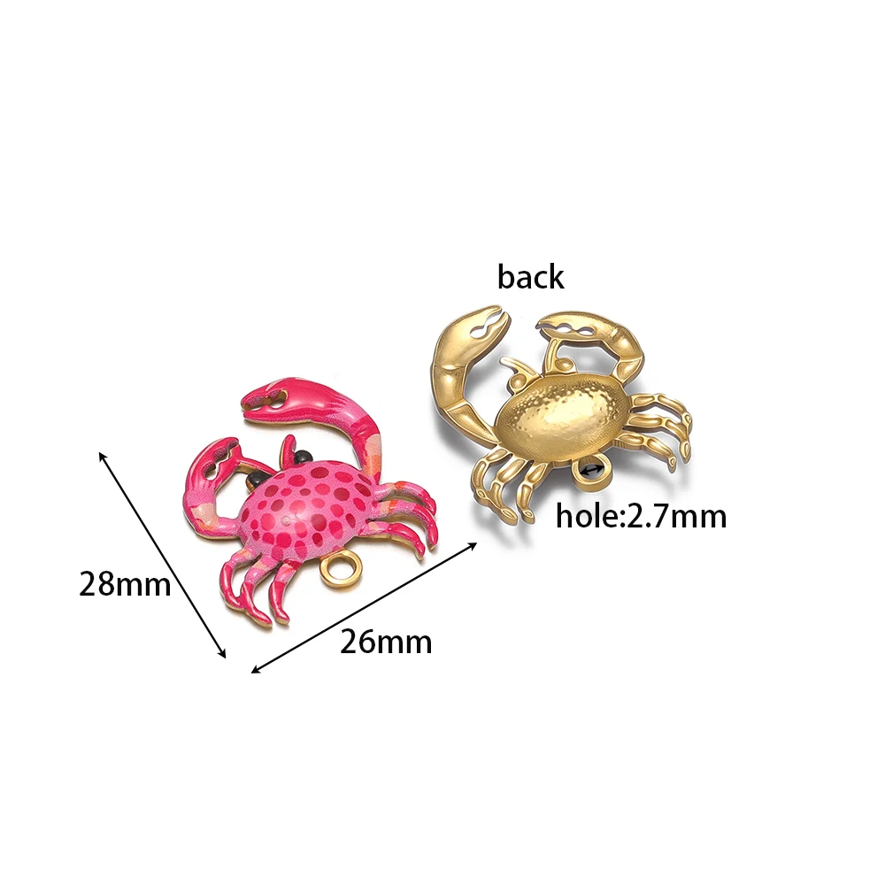 4Pcs Stainless Steel Enamel Cartoon Crabs Pendants for Bracelets Findings DIY Jewelry Making Necklaces Charms Earrings Supplies