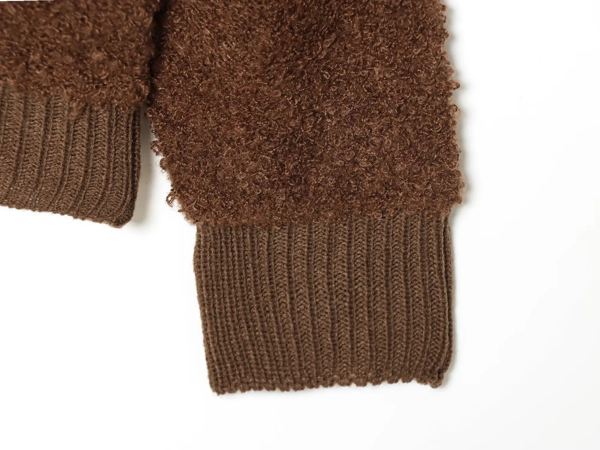 KONDALA Vintage Gestrickte Jacke Frauen Casual Stehkragen Zipper Jacke 2025, Herbst Winter Trendy Mode Weibliche Bomber Jacke