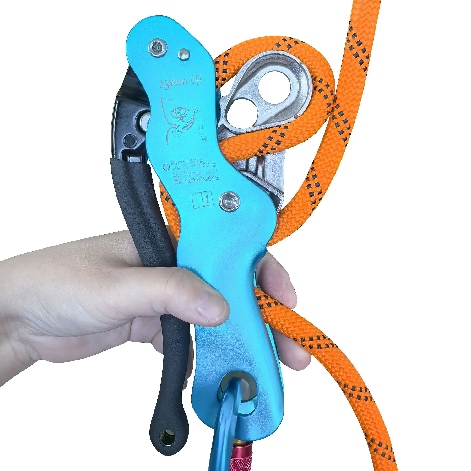 

Climbing Descender Self braking Stop Rope Clamp Grab Rescue Climb Accessories