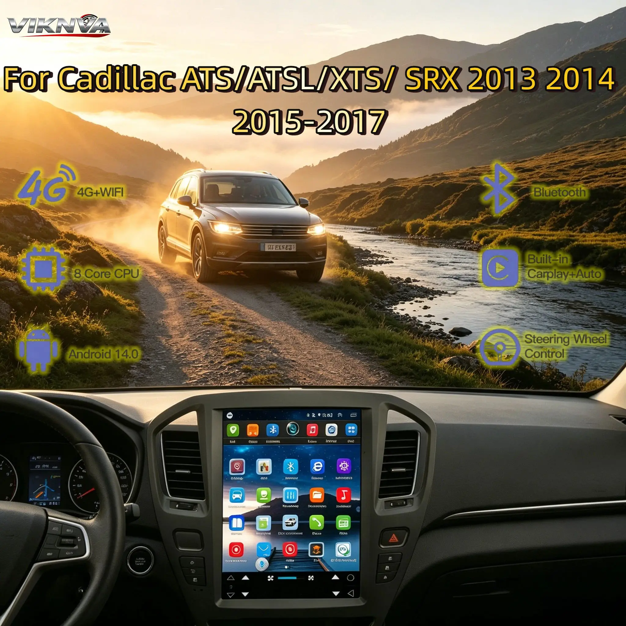 

For Cadillac ATS ATSL XTS SRX 2013-2017 Android Vertical Screen Auto Stereo Radio Multimedia Player Head Unit