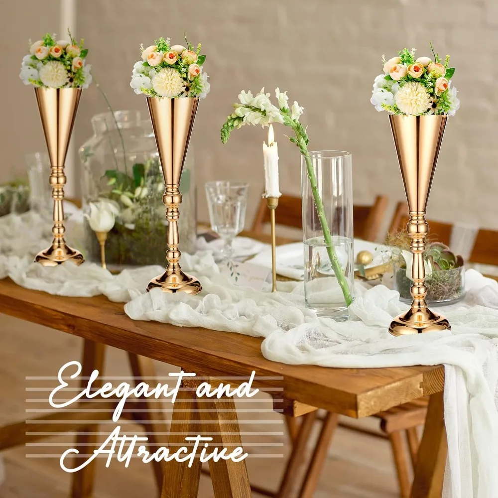 

Trumpet Vase Centerpiece Table Decorations Gold Tall Flower Vases Flower Arrangements for Floral Party Home Decor Vase